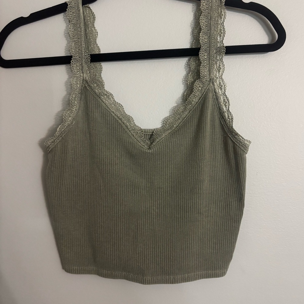 American Eagle Outfitters Lace Ribbed Tank